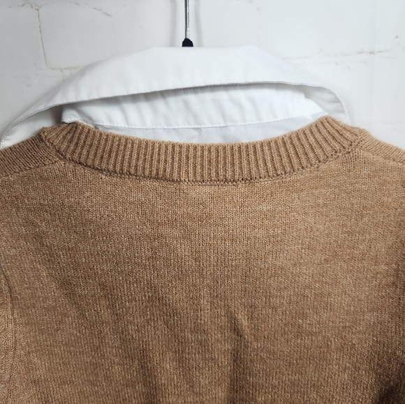 Nanette Lepore Preppy Casual Workwear Twofer Knit Sweater Blouse Camel/Tan XS - Picture 8 of 13
